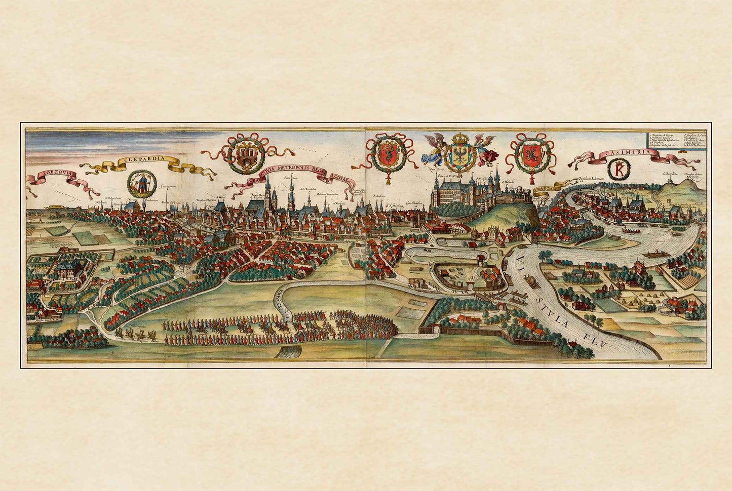 1652 Toruń Poland Antique City Map Print - Bird’s Eye View - Vintage Polish Wall Art