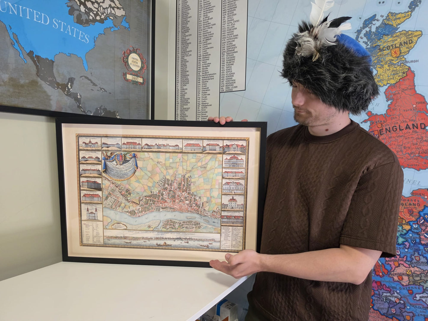 Warschau 1772 - Historische Kaart van de Poolse Hoofdstad met Belangrijke Paleizen
