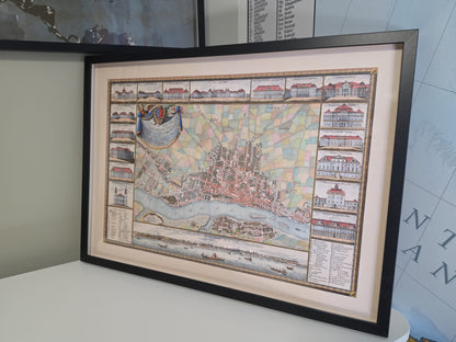 Warschau 1772 - Historische Kaart van de Poolse Hoofdstad met Belangrijke Paleizen