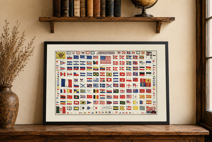 Wereldvlaggen Poster (1874) - Vintage Nationale & Maritieme Vlaggen Muurkunst