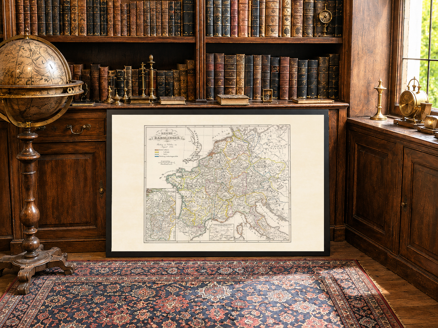 Karolingisch Rijk Kaart Poster - Vintage Middeleeuws Europa Historische Muurkunst