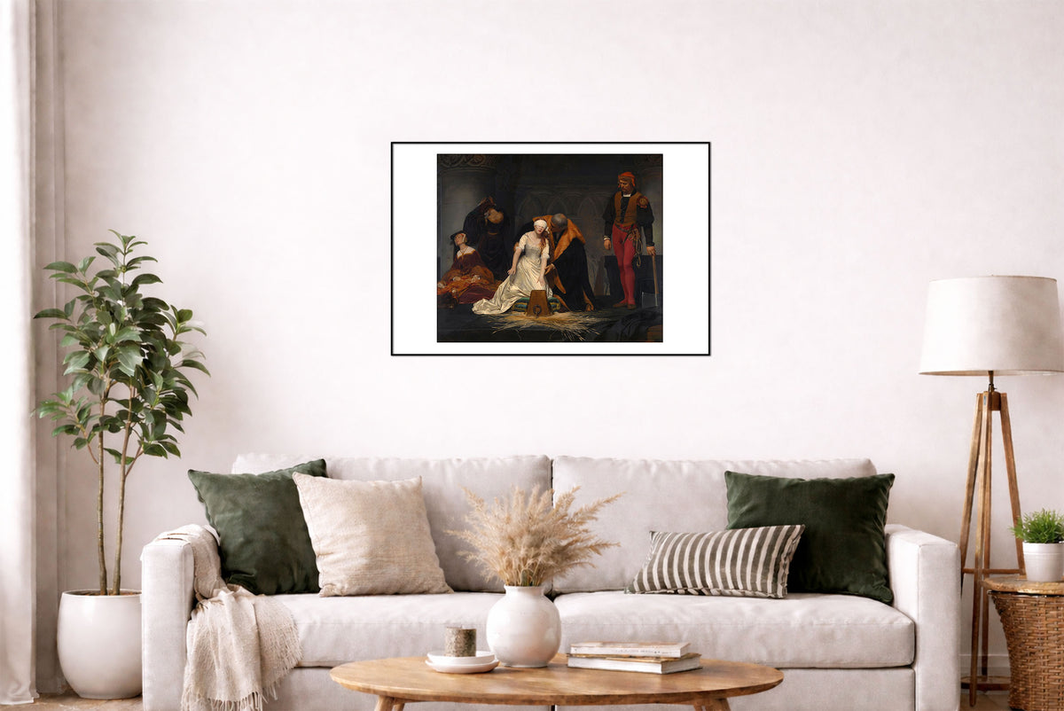 Egzekucja Lady Jane Grey 1833 - Paul Delaroche - Historia Anglii Tudorów - Historyczny Plakat z Obrazem