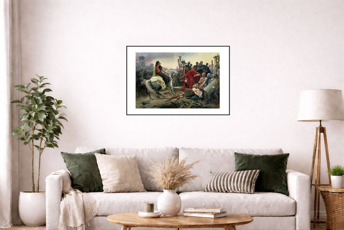 Vercingetorix Throws Down His Arms at the Feet of Caesar 1899 - Lionel Royer - Ancient Rome Historical Painting Poster