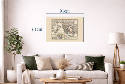 Oud-Griekenland Kaart Poster - Vintage Griekse & Macedonische Historische Atlas Muurkunst