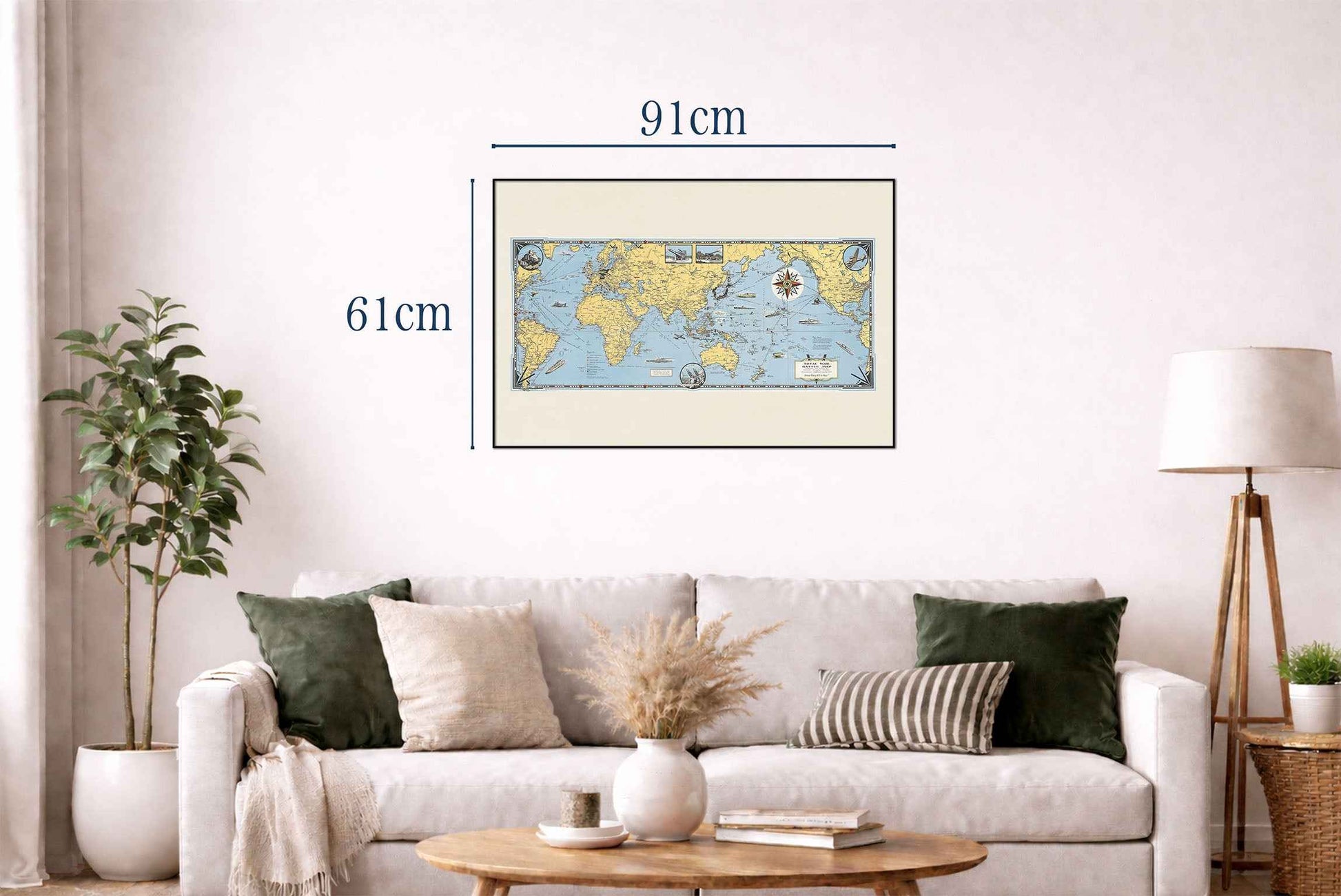 Total War Battle Map Poster (1942) – Vintage WWII Propaganda Wall Art