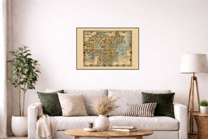 China 1931 - John A. Diakoff - Vintage Illustrated Pictorial Map Poster