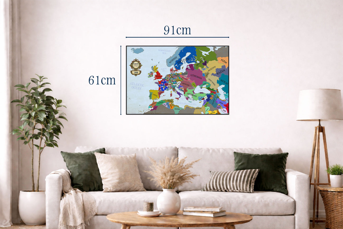 1444 Europa Kaart Print - Post-Varna Middeleeuwse Politieke Kaart