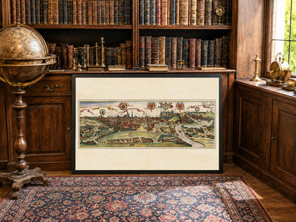 Vintage Krakau Kaart Muurkunst - 1618 Cracovia Metropool Gravure Print