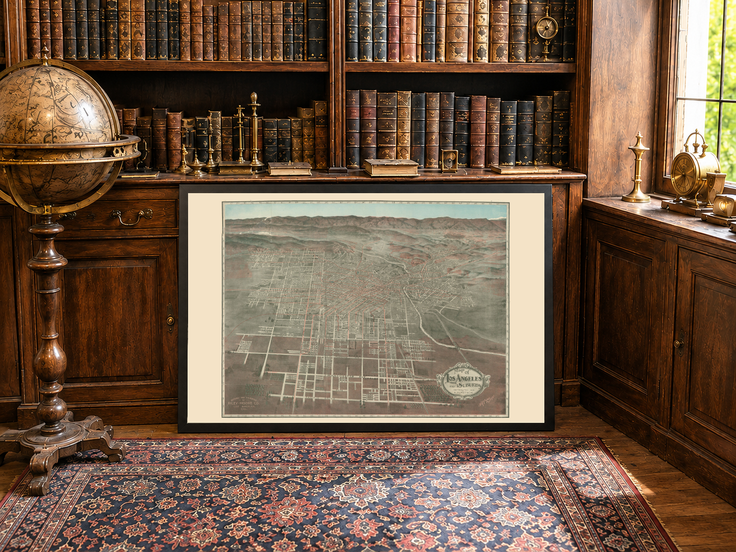 1906 Los Angeles Kaart Poster - Panoramisch Stadsplan met Straten en Spoorlijnen