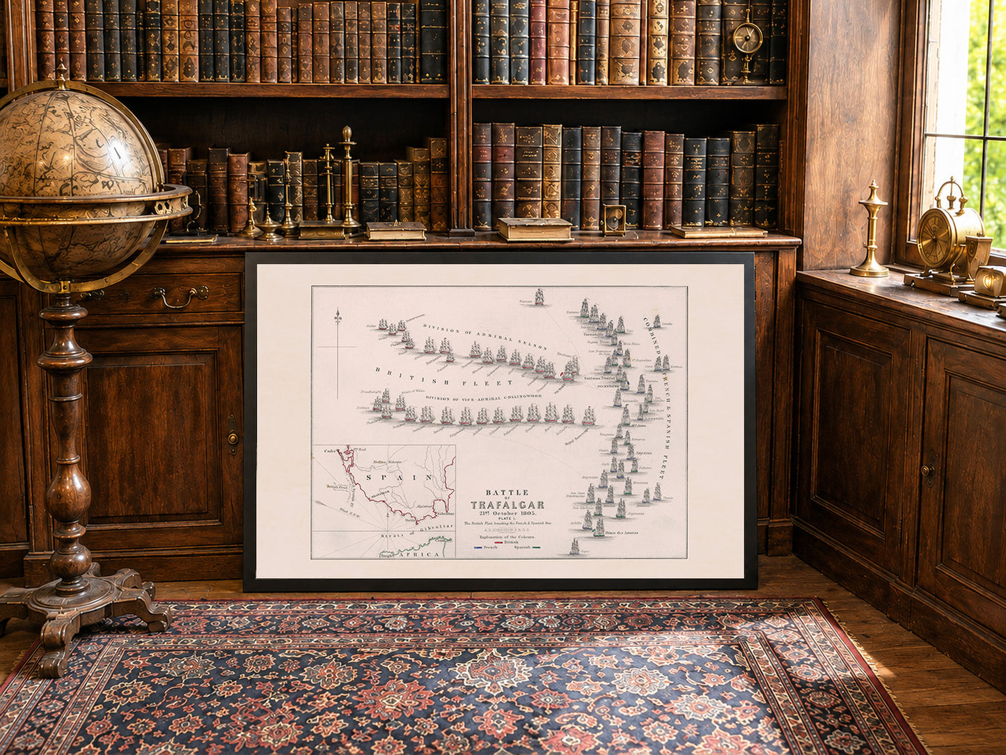 1805 Slag bij Trafalgar Cartografie Afdruk - Historische Marinekaart met Vlootposities